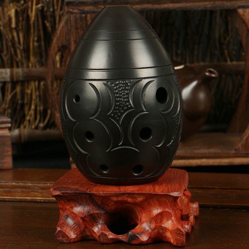 Musical Instrument Maraca - Ocarina 8 Lubang Hitam Portabel Keramik