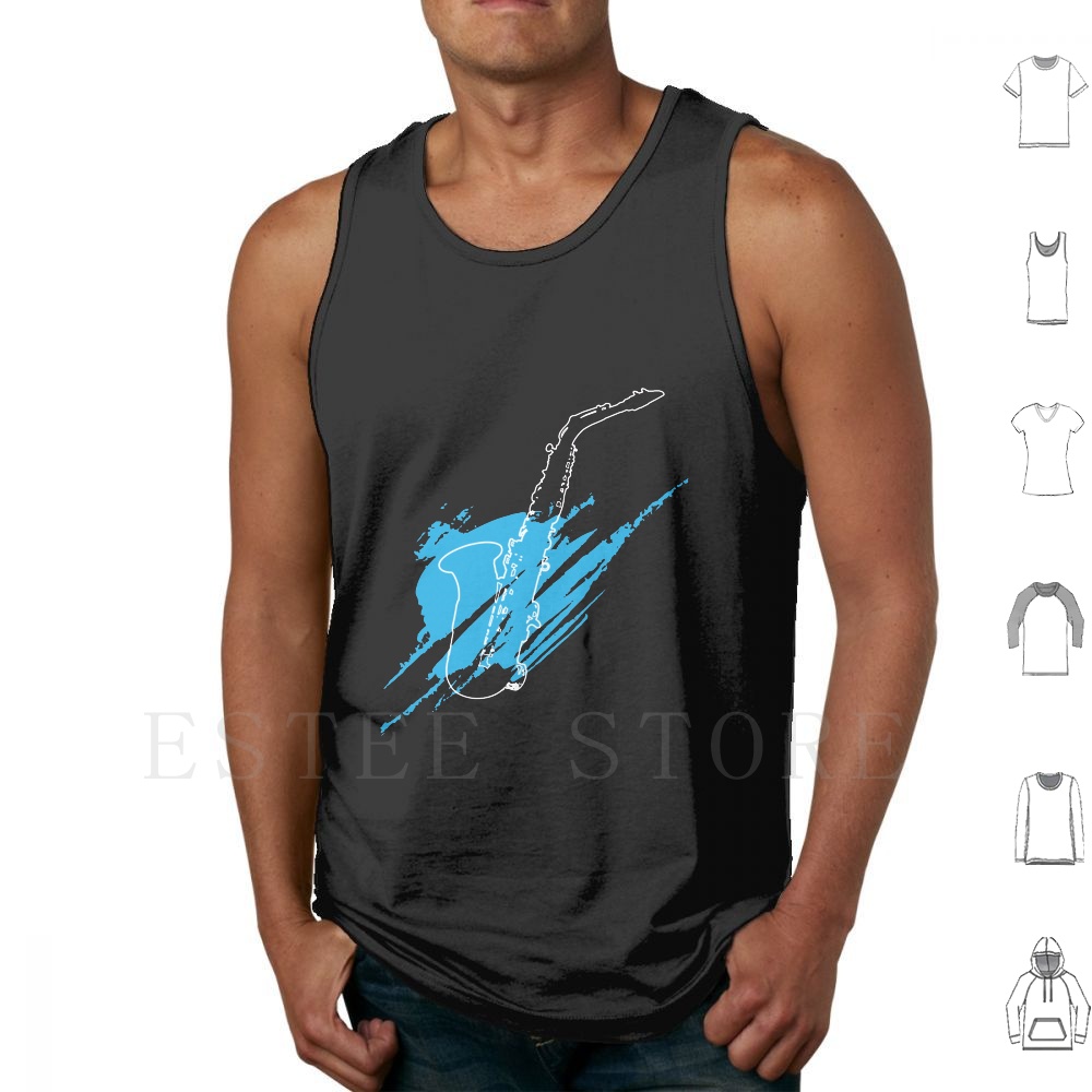 Siluet Saksofon Tank Top Rompi - Song With Musical Instrument ulasan dan harga