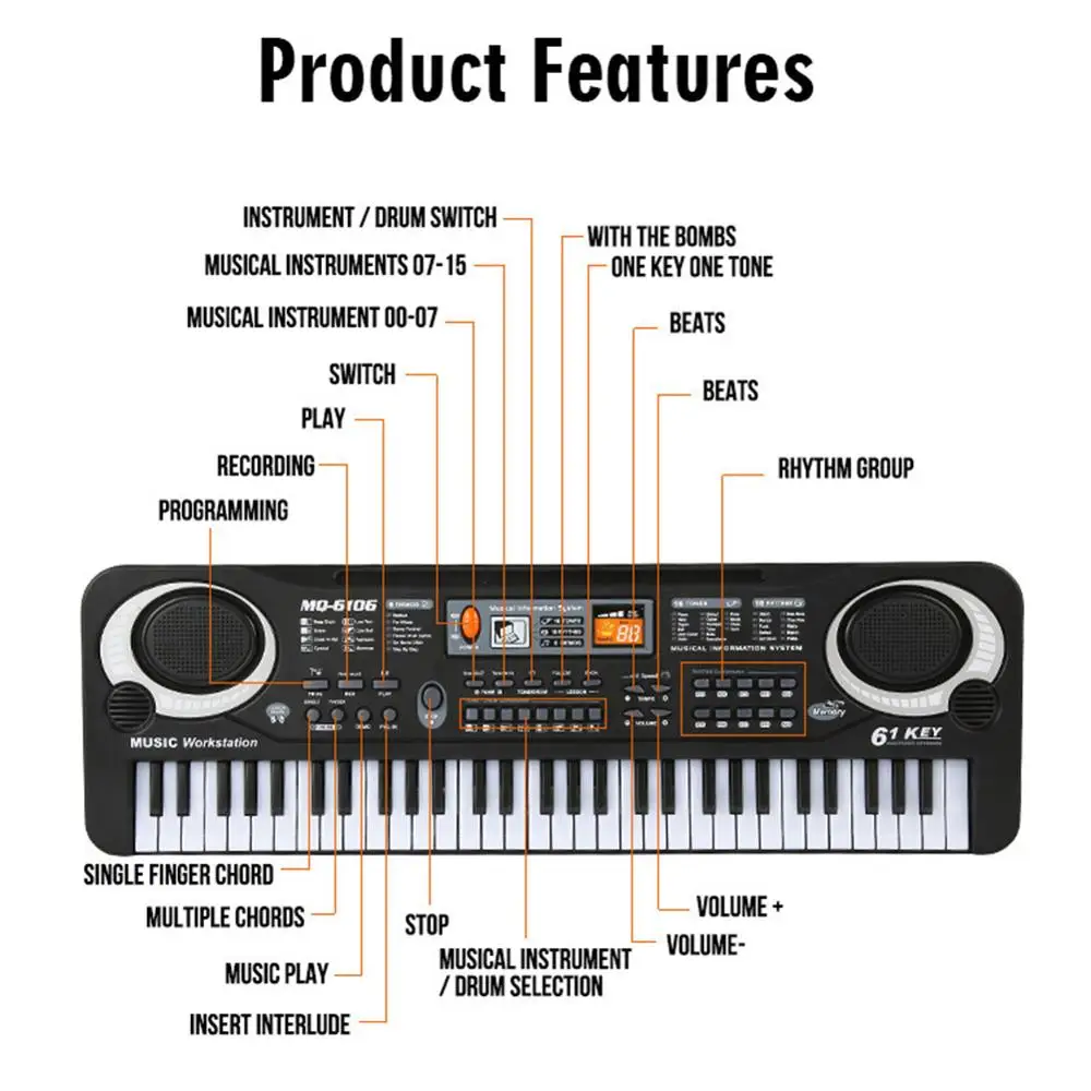 Keyboard Piano elektronik anak - Musical Instrument Maraca ulasan dan harga