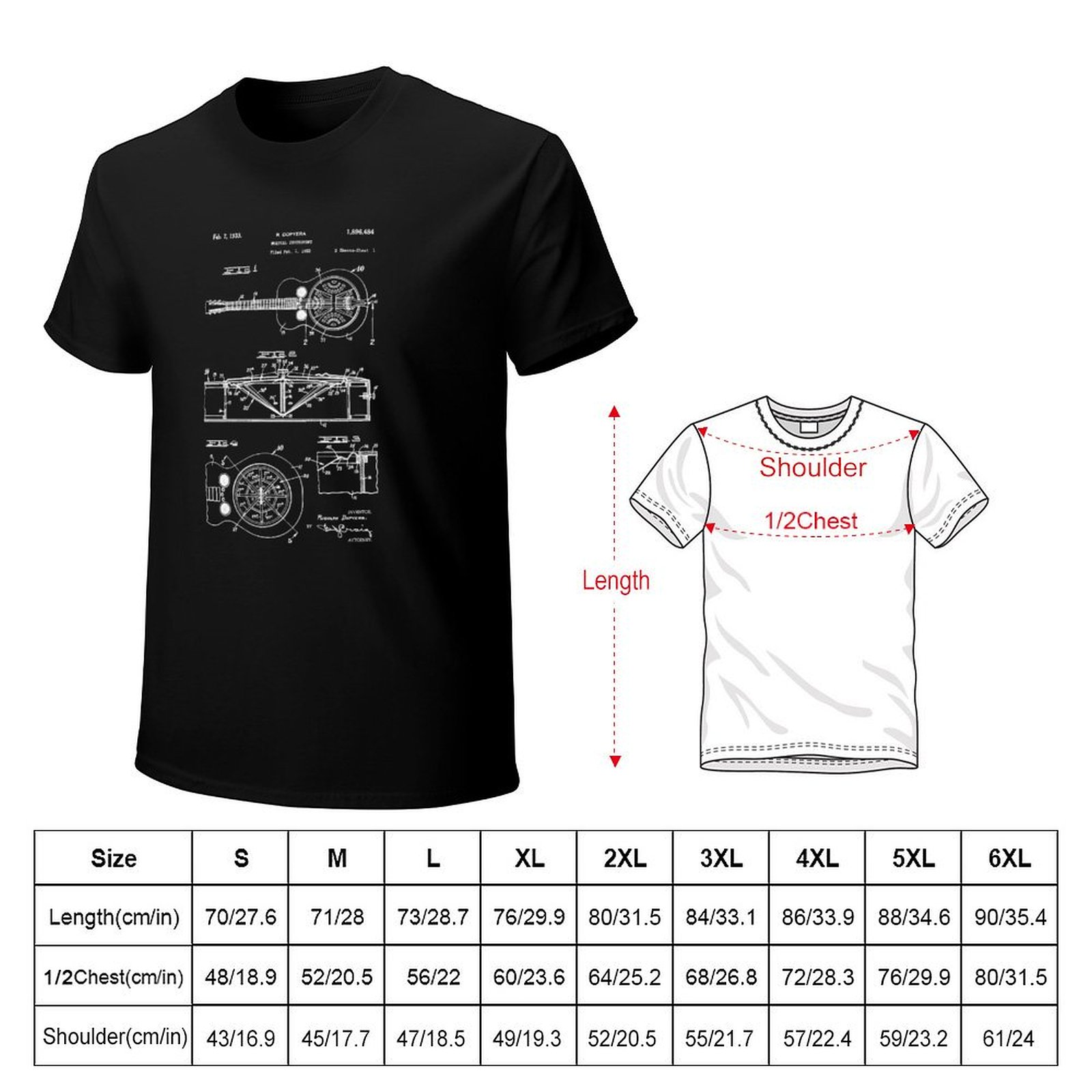 Kaos dengan Gambar Paten Gitar - Dobro Resonator Guitar ulasan dan harga
